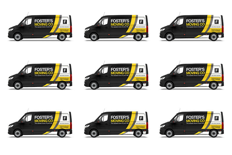 Repeated image of panel van with vehicle graphics