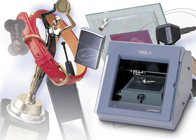 2000 The world’s first photo-impact printer, the Roland MPX-50, opens up a world of possibilities for personalized pendants, souvenirs and gifts.
