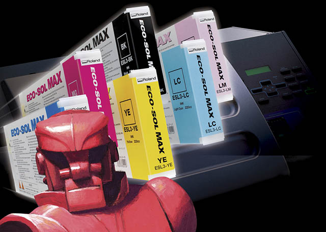 2005 Roland introduces its advanced eco-solvent ink, ECO-SOL MAX, with mascot Max the robot.