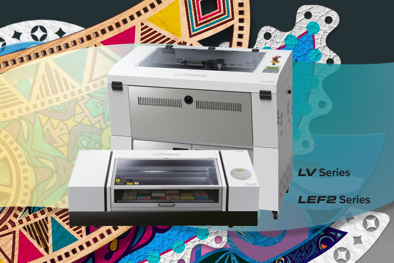 Roland LV series laser engravers with VersaUV LEF printers