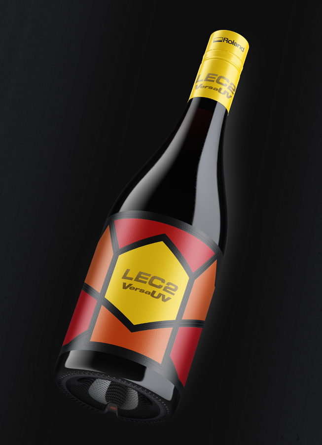 Printed LEC2 VersaUV label with matte gloss ink detail