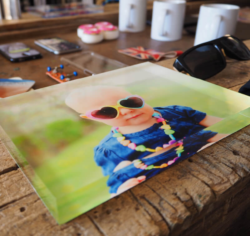 Photo of child printed onto acrylic block